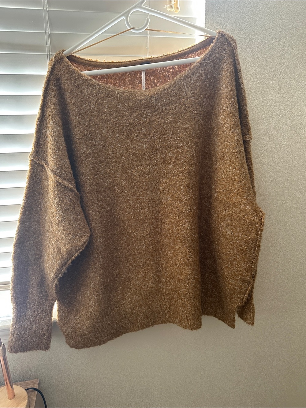 Free People Off-the-Shoulder Chunky Brown Sweater